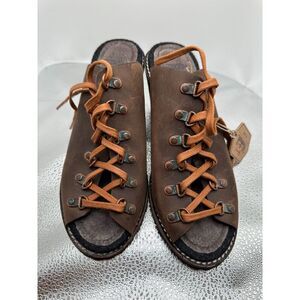 Woolrich Rockies Leather Mules Brown Shoes Lace-up Size 6.5 NWT